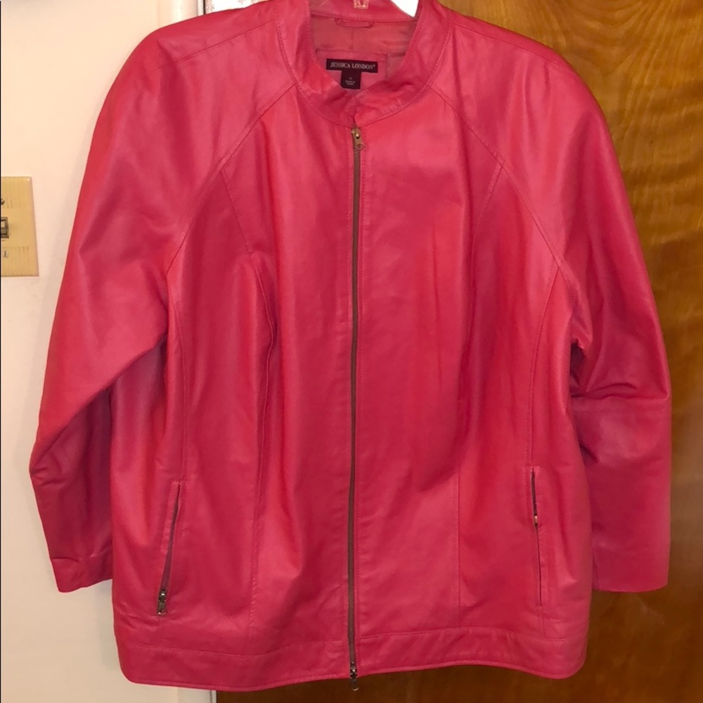 Dark PInk Real Leather Moto jacket 26W