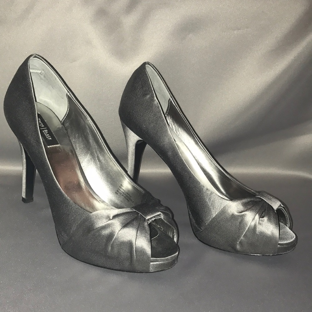 WHBM Grey Satin "Ray Grey" Size 9