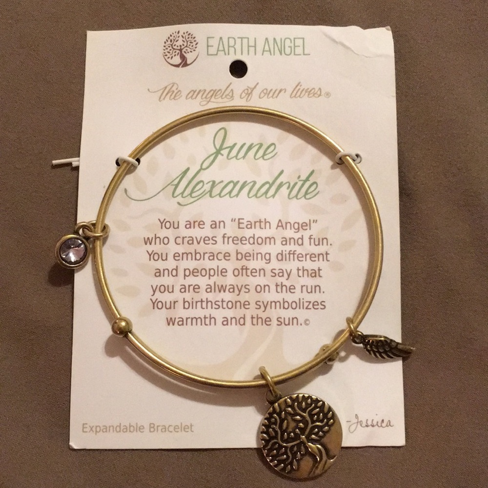 Earth Angel June Birthstone Bracelet Brass