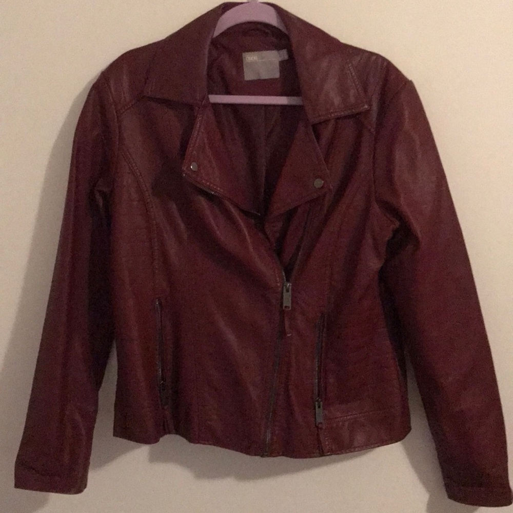 ASOS Maroon Faux Leather Biker Jacket