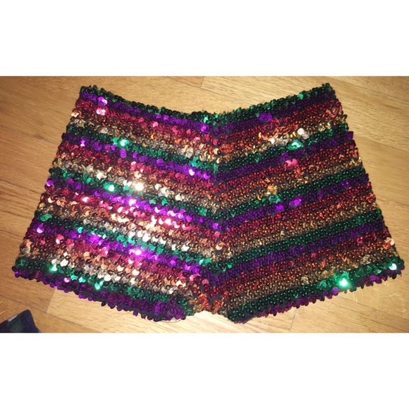 Pants - Rainbow Sequin Shorts