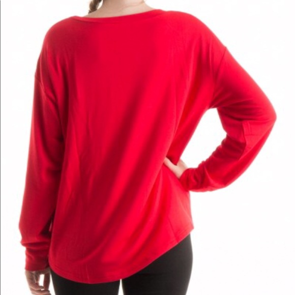 GOLD SEQUIN REINDEER RED LONG SLEEVE TOP - Picture 5 of 8
