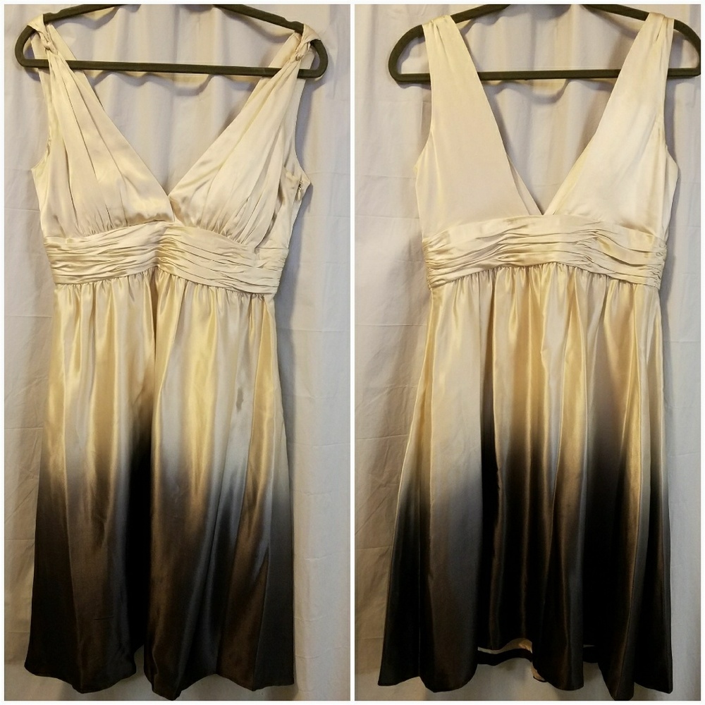 Calvin Klein gold/gray ombre dip dye silk dress
