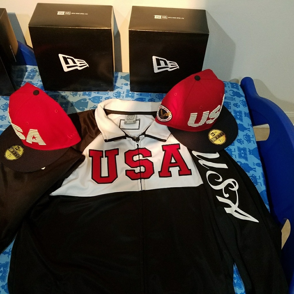 New Era USA hat with RhinoX USA Track Jacket