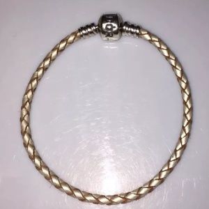 Pandora Leather Woven Braided Bracelet 6.9 inches