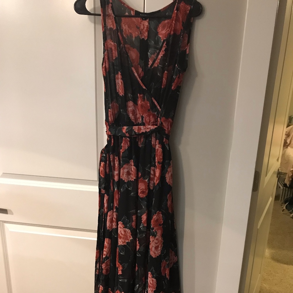 Floor Length Floral Dress with Tie