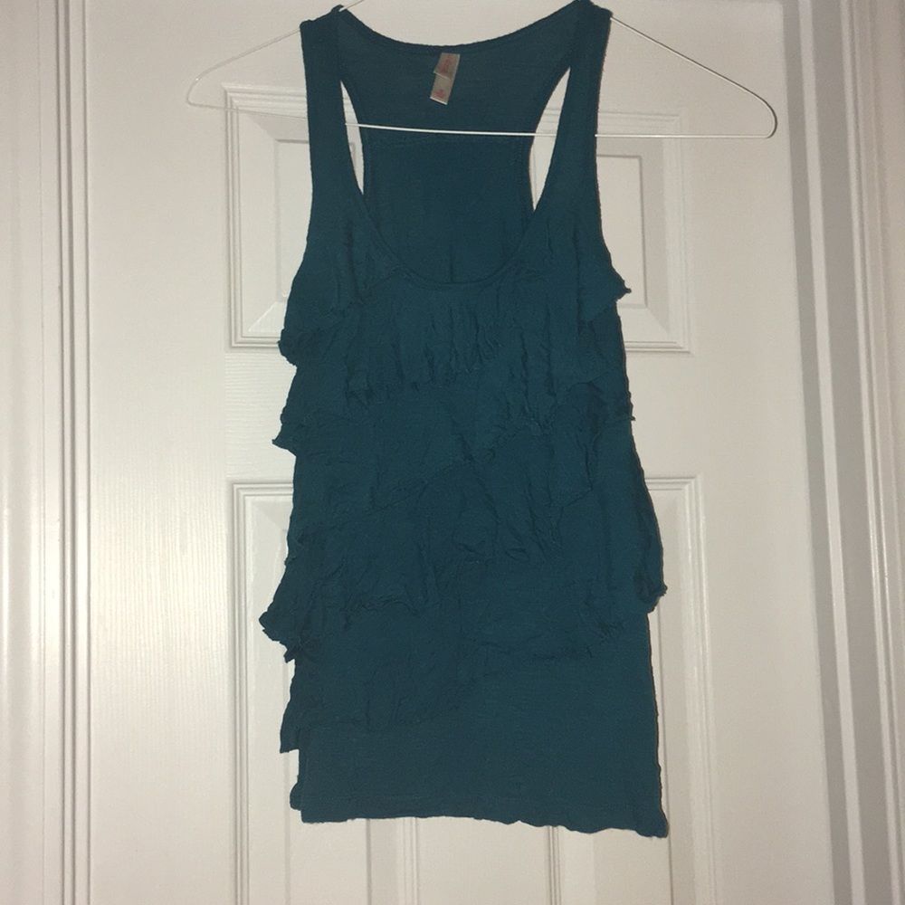 Turquoise Ruffle Tank Top