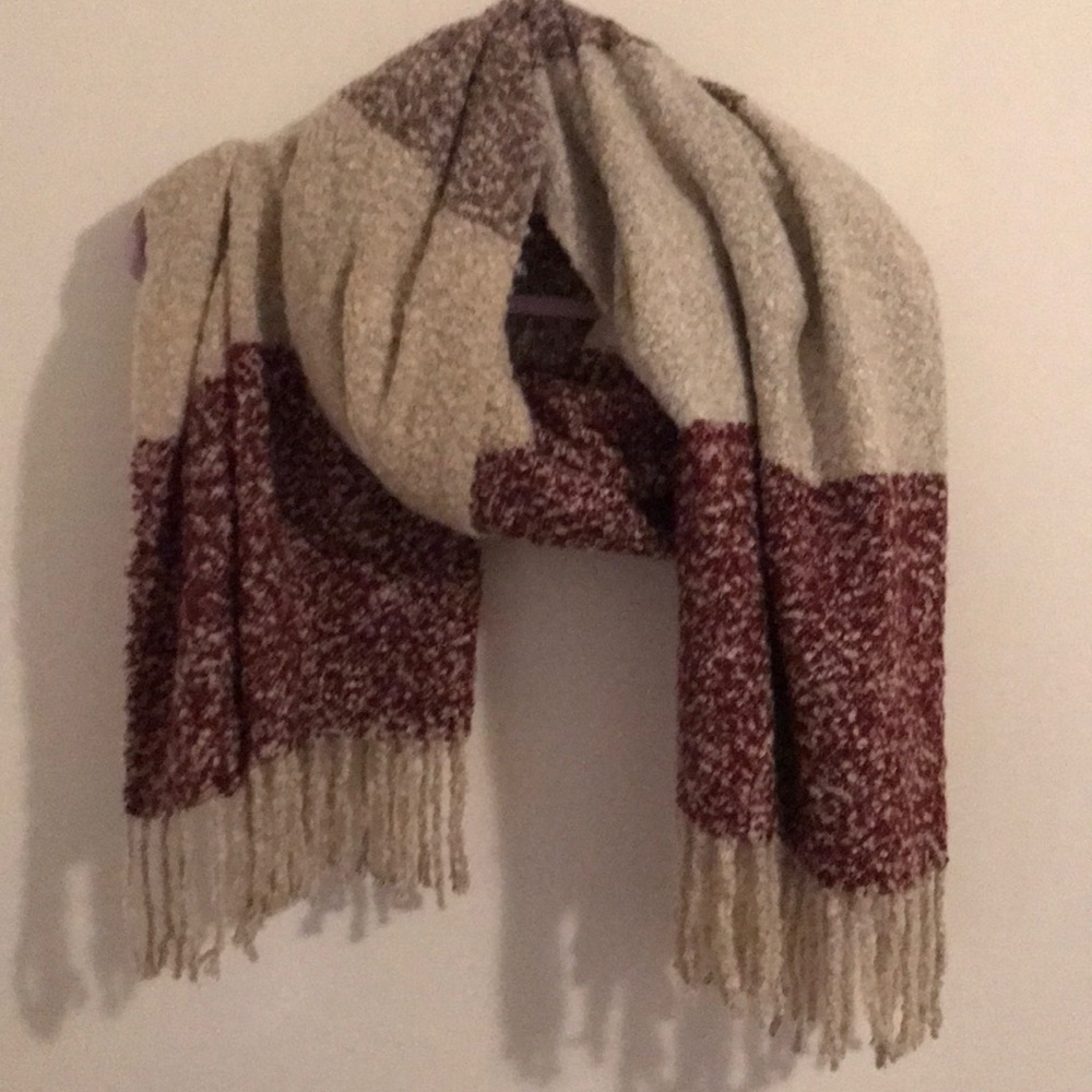 Red, Cream and Tan Oversized Scarf