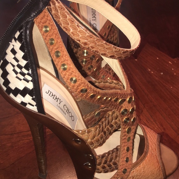 Authentic Woven Jimmy Choo Strappy Stiletto - Picture 2 of 3