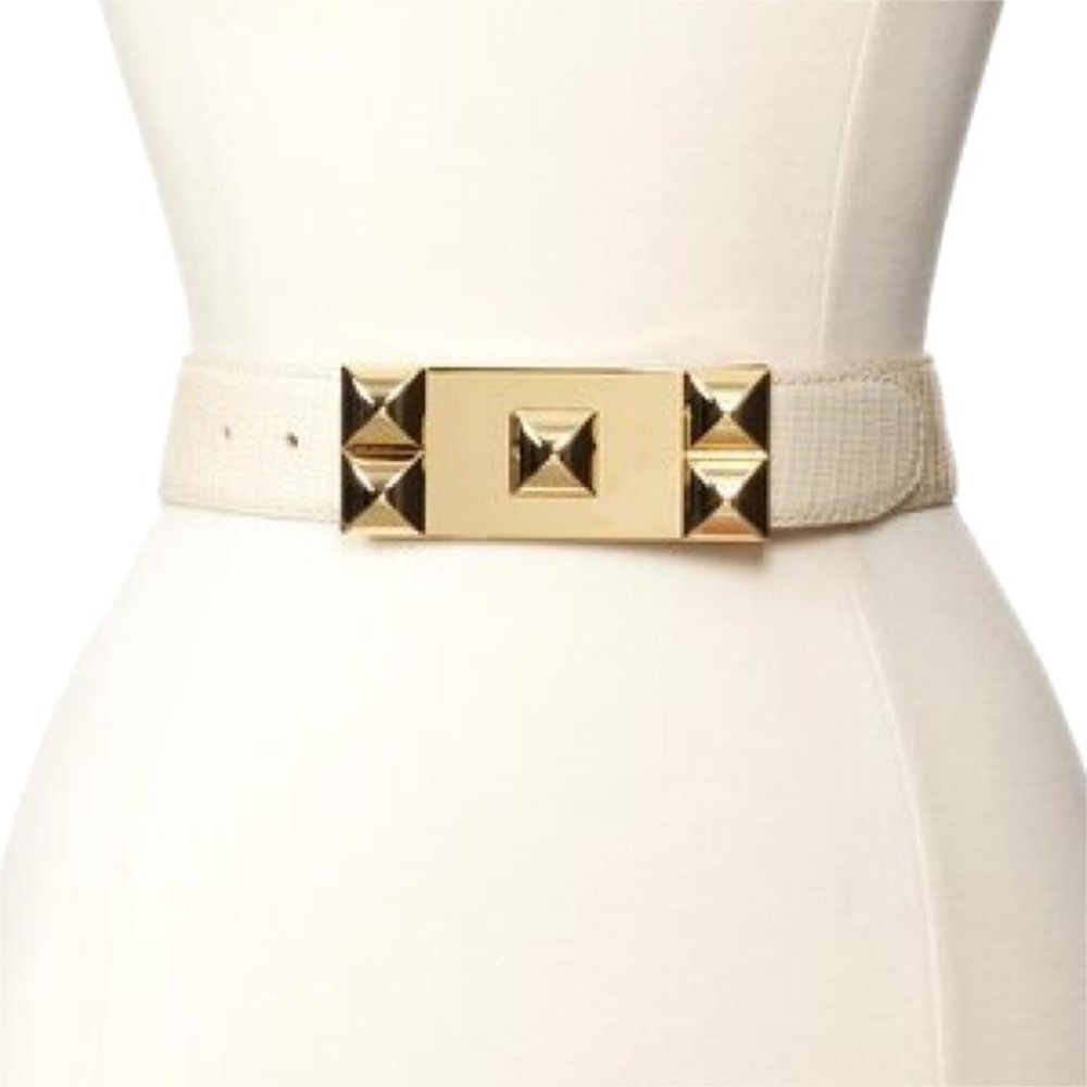Vince Camuto beige and gold belt