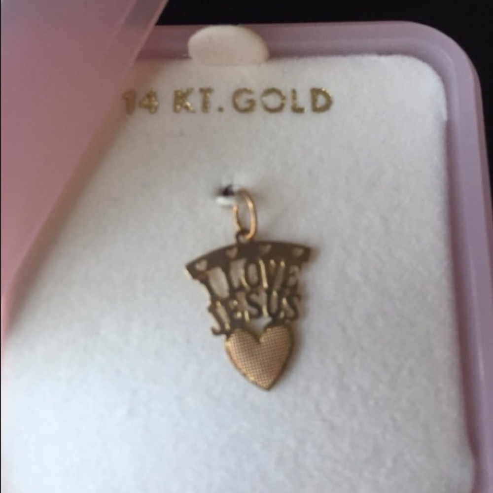 14 KT Yellow Gold 'I Love Jesus' charm