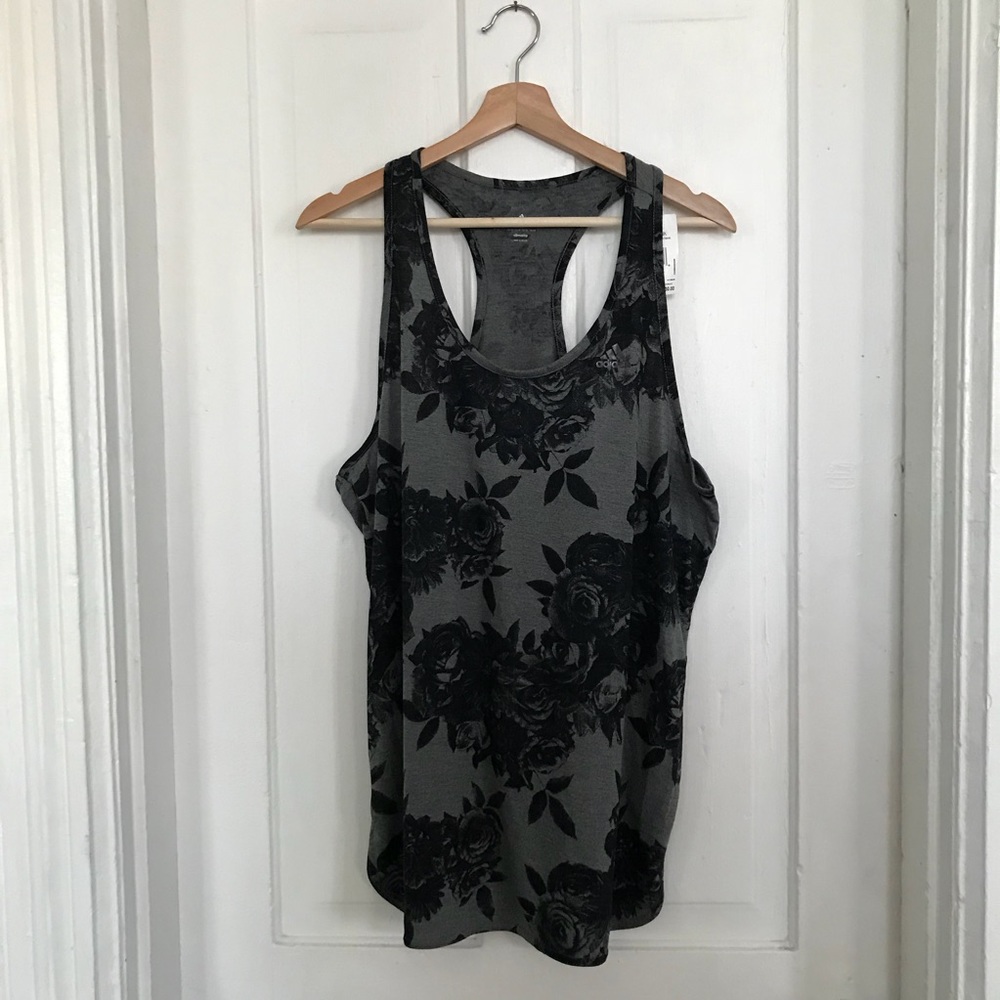 adidas black & gray rose tank top
