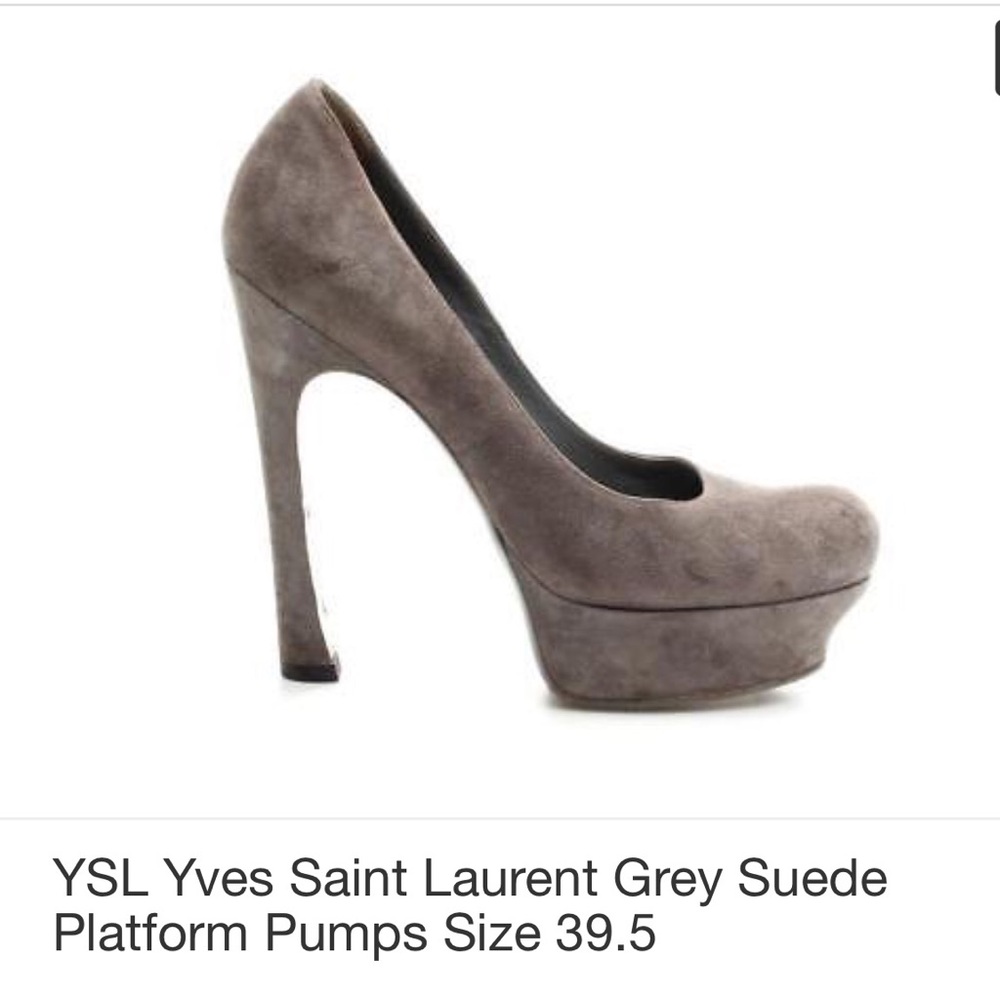 YSL Grey Suede Platform Pump