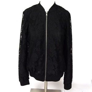 Black Lace Bomber Jacket