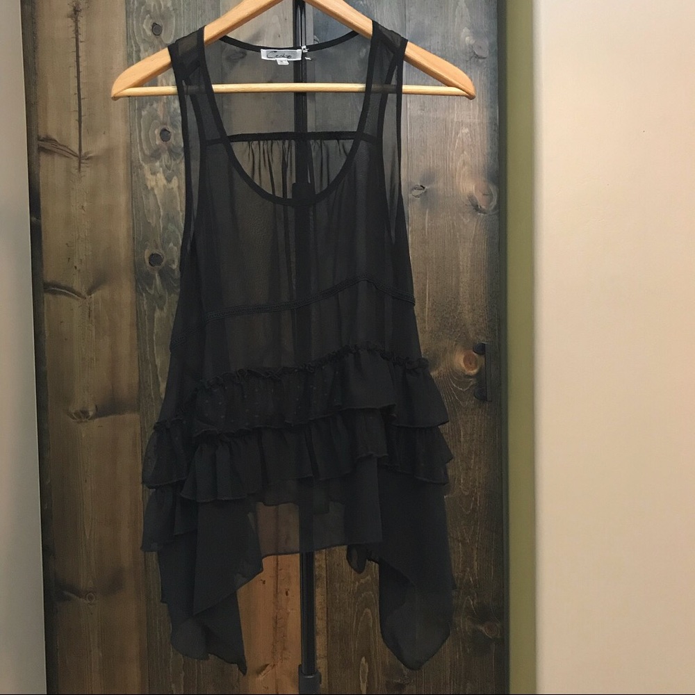 [Buckle] Cecico black sheer ruffled cover up