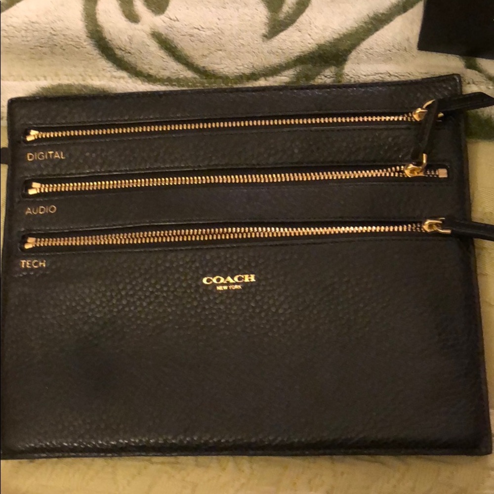 Coach tech case black leather