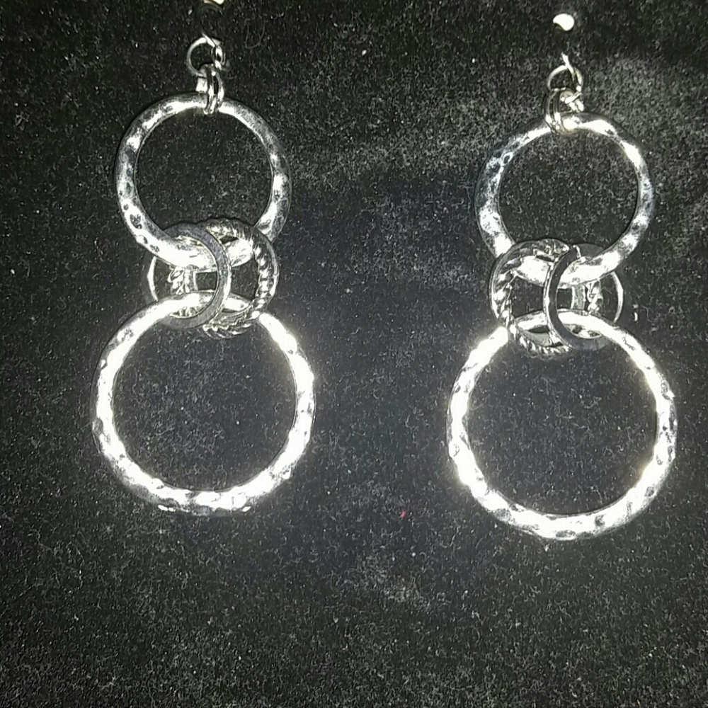 Silver Triplet Hoop Chandelier Earrings