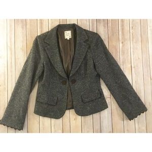 Nanette Lepore Tweed Wool Gray Suit Jacket 12