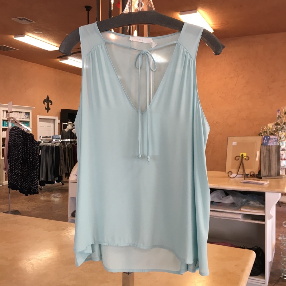 Mint Green V Neck Plunge Sleeveless Tank