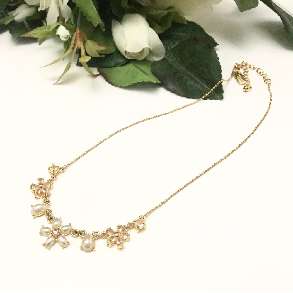 Kate spade necklace gold floral pearl
