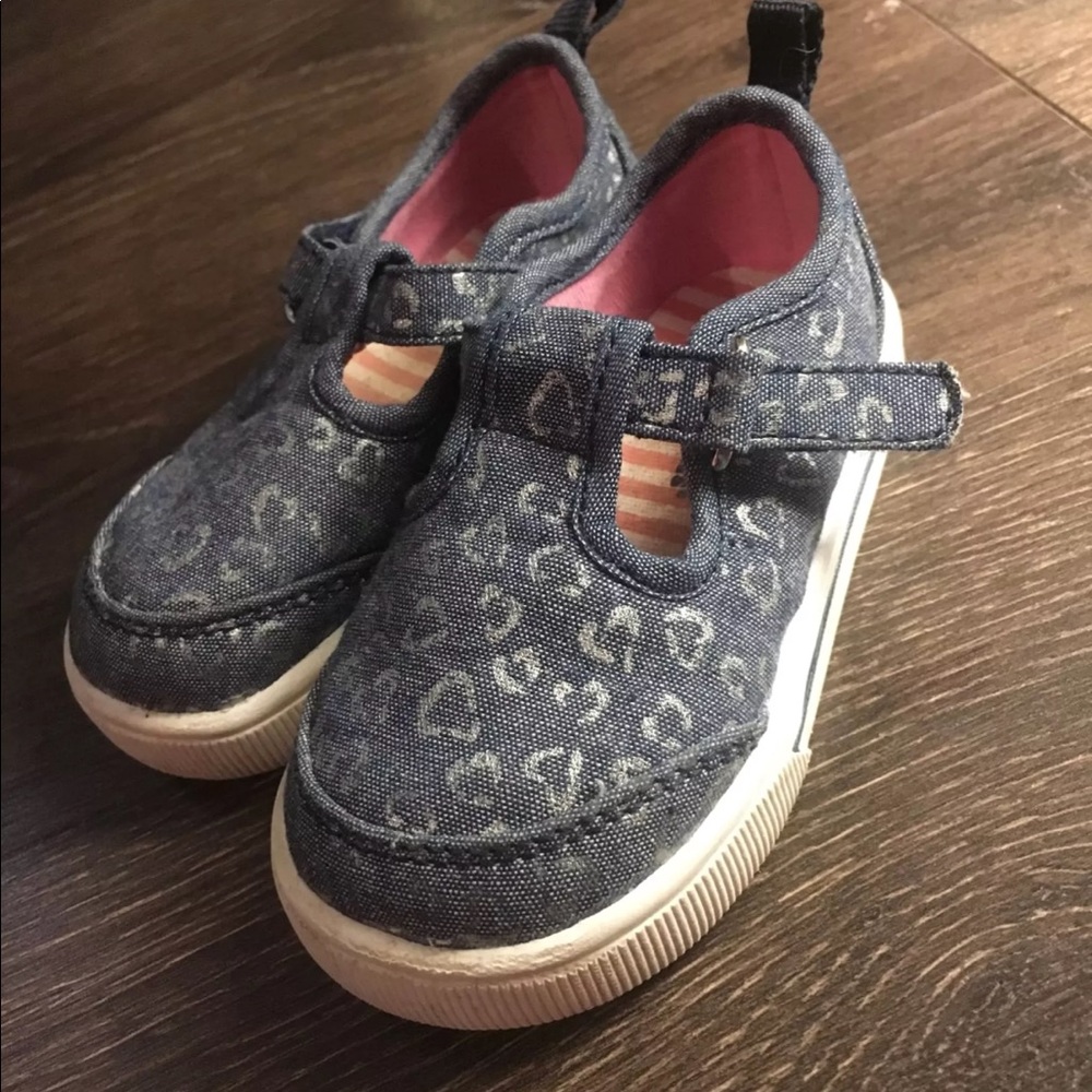 Denim leopard print shoes size 4 toddler