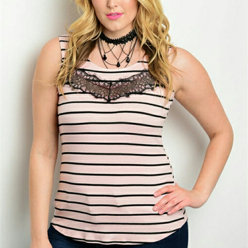 New Junior's Cute Boutique Peach/Black striped top last one!