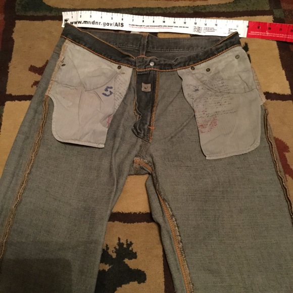 EUC DENIM LAB JEANS ๐ CHARCOAL SLIGHT DISTRESS SZ 34/29 - Picture 2 of 14