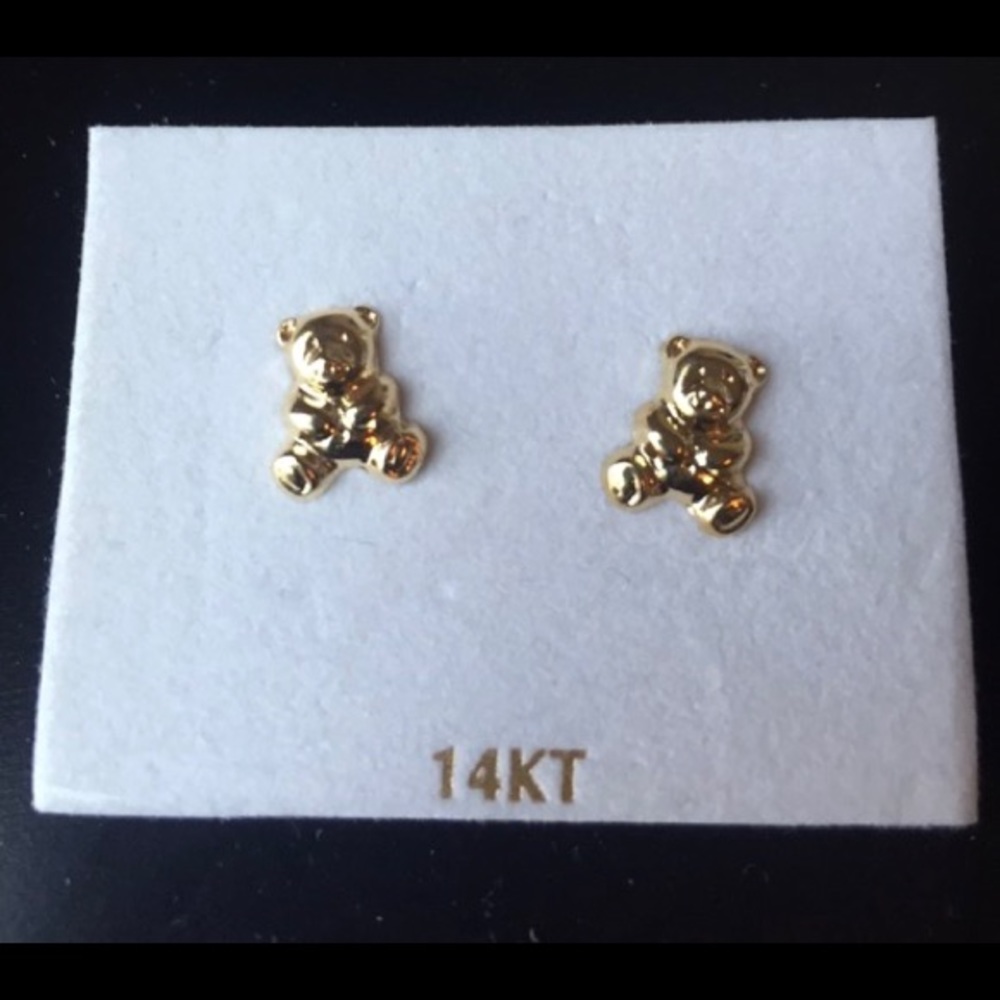 14kt yellow gold bear stud earrings