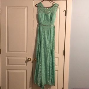 Green Lace Formal Prom Dress