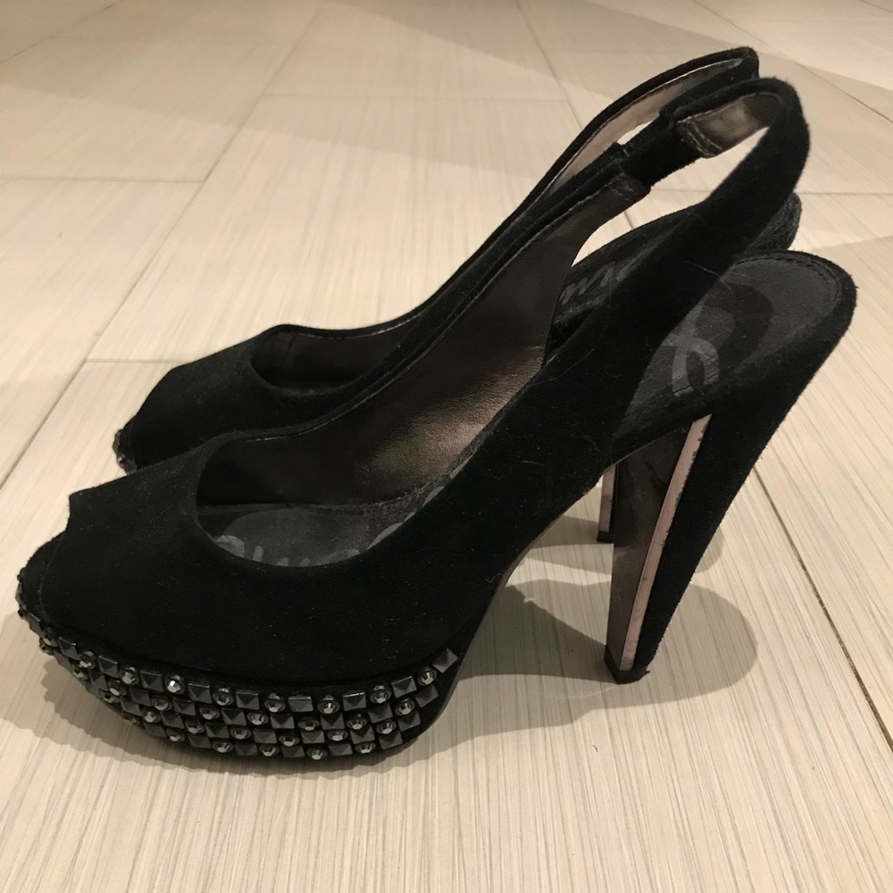 Sam Edelman Black Suede Sling-backs with Studs