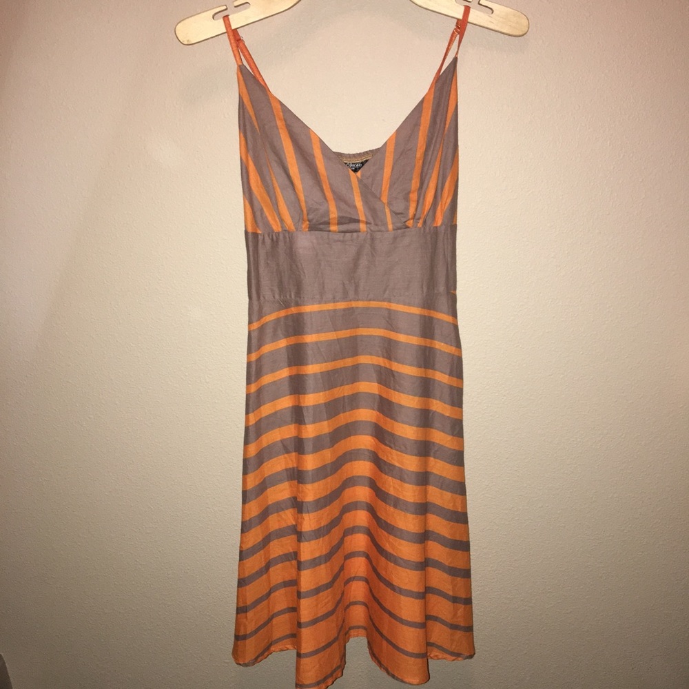 Brown and orange spaghetti strap dress
