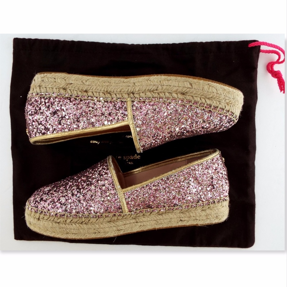 [sold]New KATE SPADE Rose Glitter Espadrille Flats - Picture 7 of 8