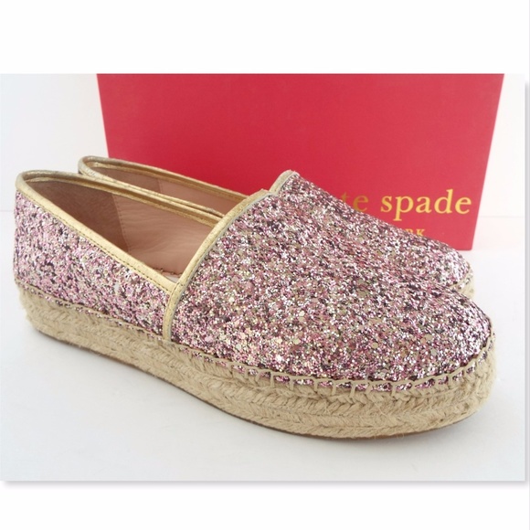 kate spade Shoes - [sold]New KATE SPADE Rose Glitter Espadrille Flats