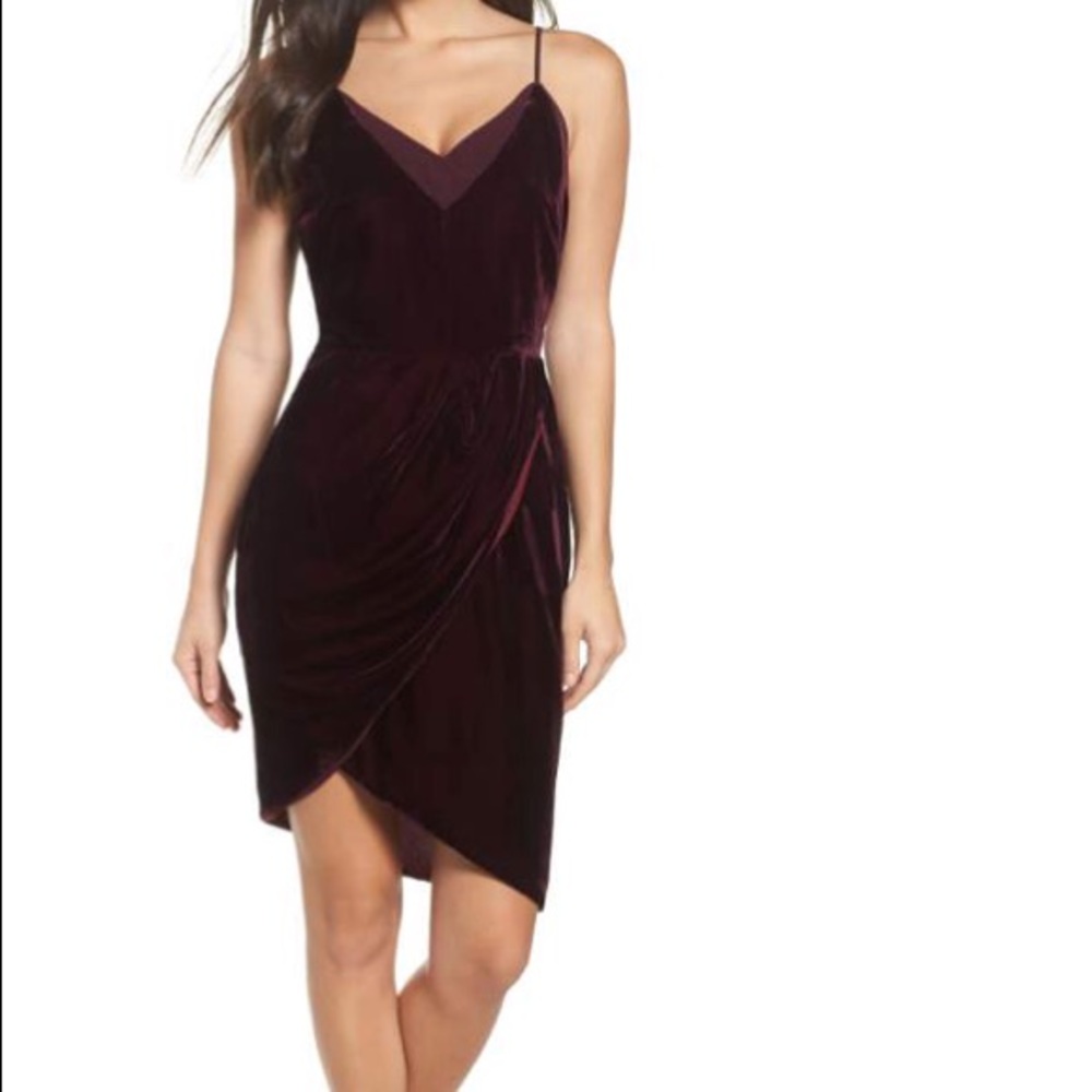 Wine velvet wrap dress NWT