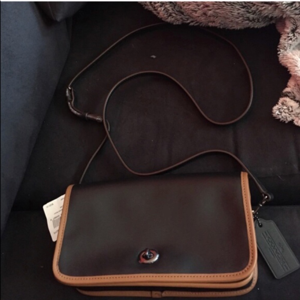 Coach black/brown saddle bag