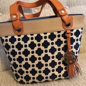 Spartina 449 Day tote leather Linen Purse bag