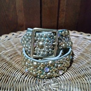 Stud and jewel leather belt