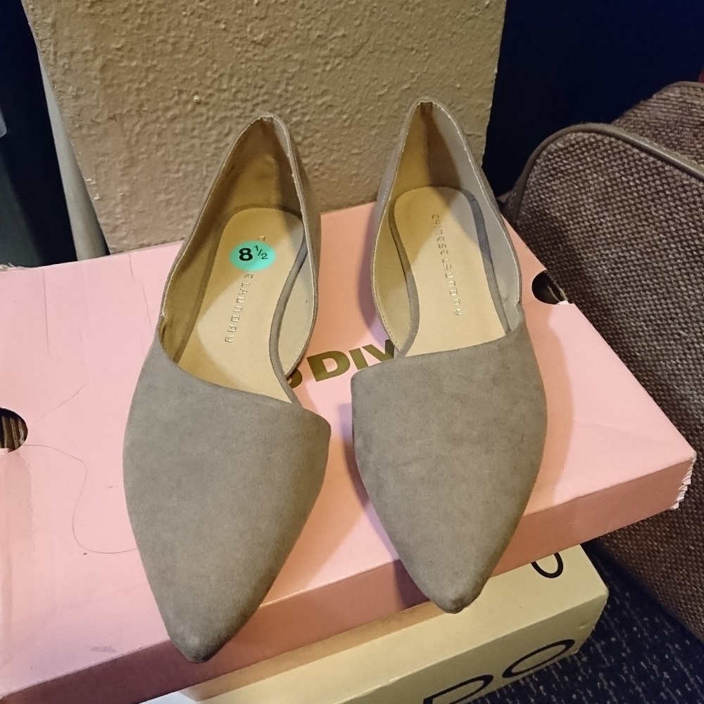 D'Orsay flats taupe faux suede 8.5