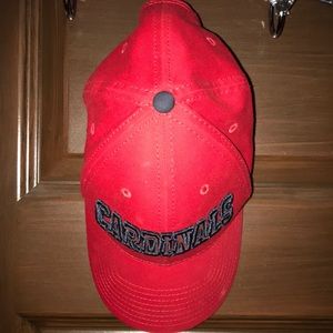 Red cardinals hat.