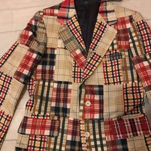 CORBIN LTD Madras Plaid Blazer Lined Sz M?