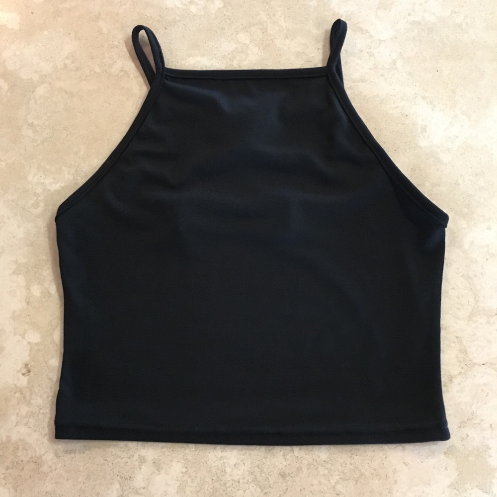 Black Knit Cami Crop Top