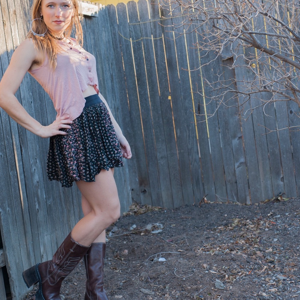 Floral Ballerina Skirt with Mini Pleats