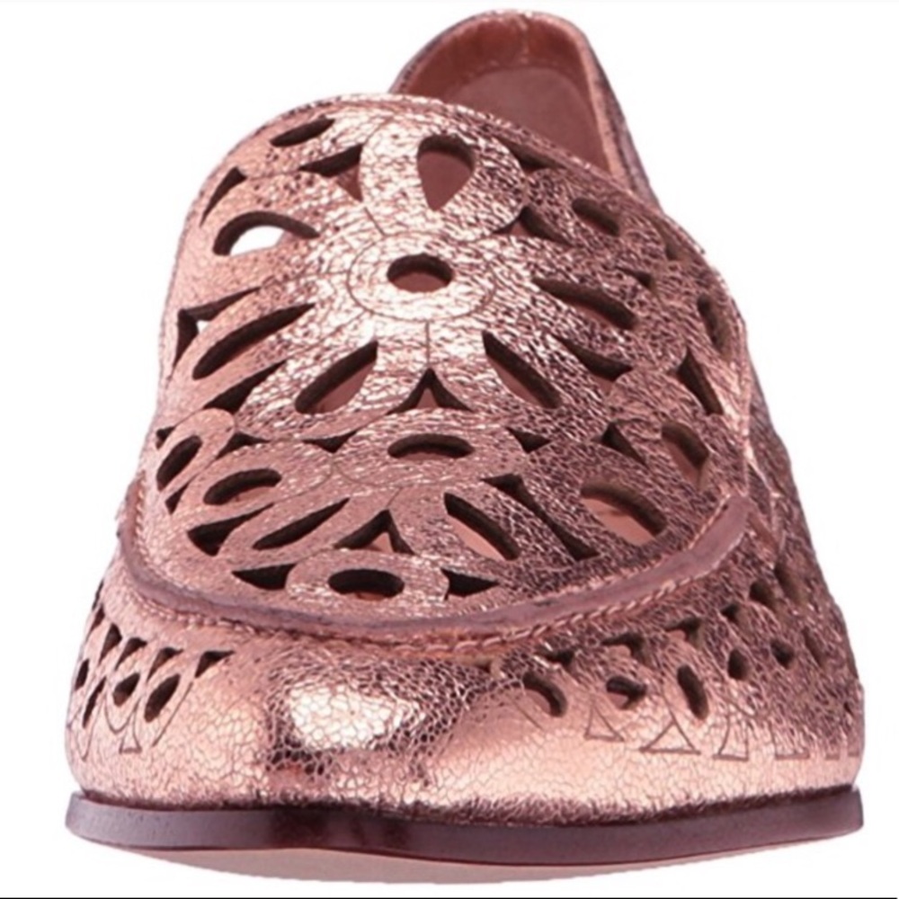 kate spade // rose gold laser-cut leather loafers - Picture 4 of 6