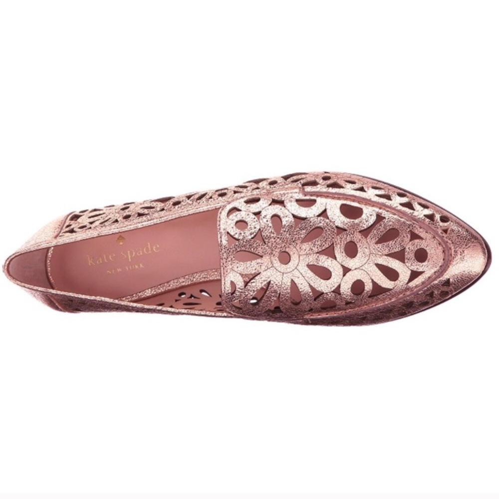 kate spade // rose gold laser-cut leather loafers - Picture 6 of 6