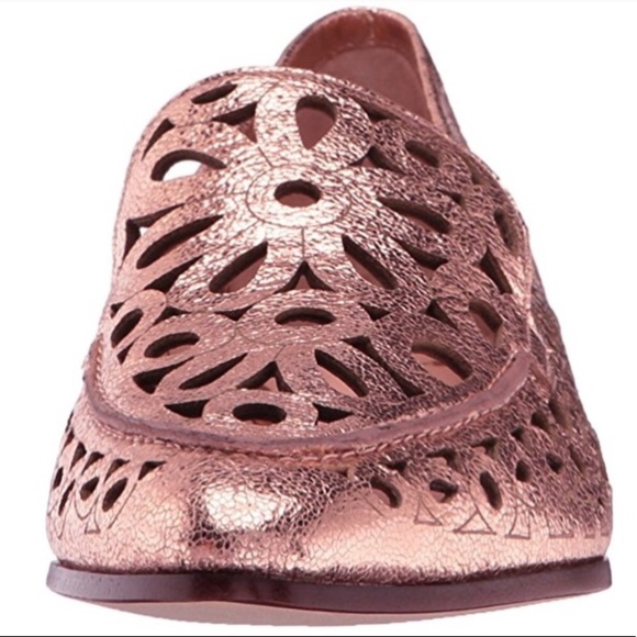 kate spade // rose gold laser-cut leather loafers - Picture 4 of 6