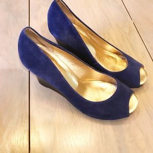 Lilly Pulitzer cobalt blue suede wedges, size 7.5