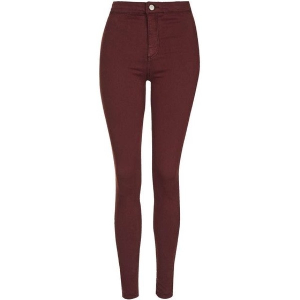 Top Shop moto jeans in oxblood / burgundy