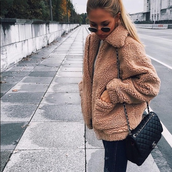 beige pile coat