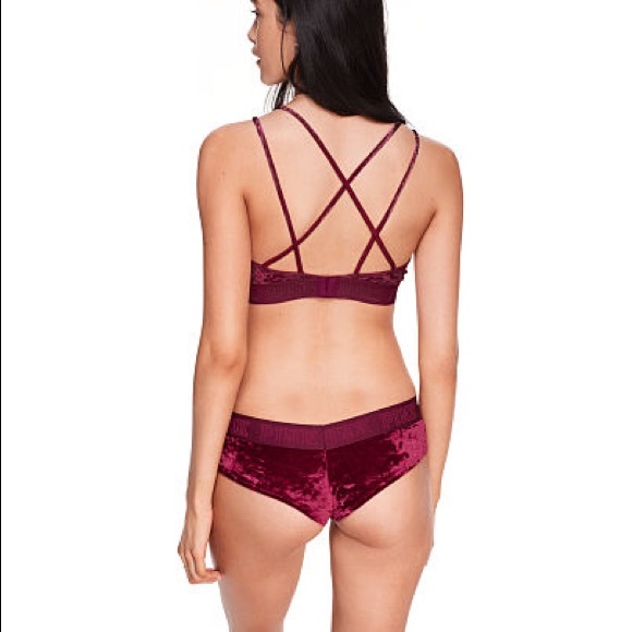PINK Victoria's Secret Other - PINK Velvet Triangle Bralette & Logo Cheekster (M)