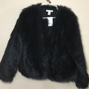 BRAND NEW WITH TAGS -black faux fur jacket / coat